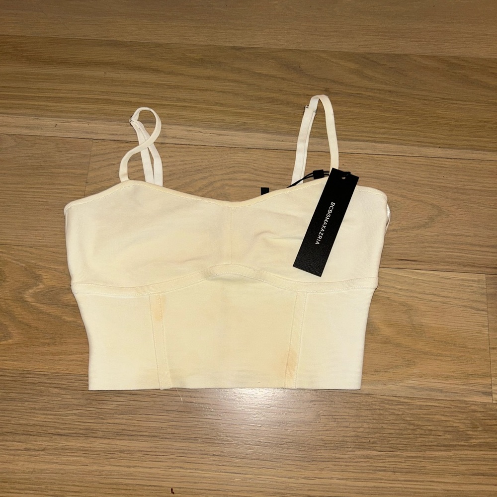 BCBG White Cropped Corset Top NWT
